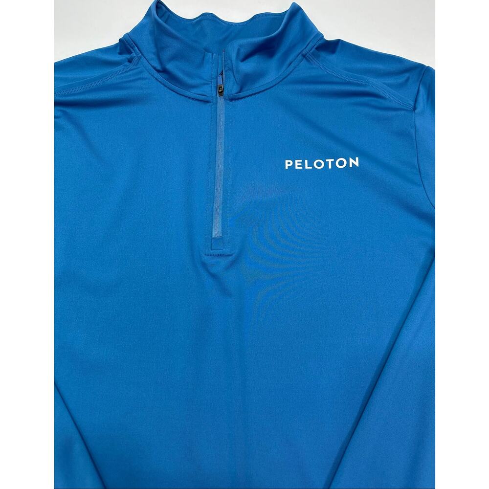 Peloton Men’s Blue Warm Up 1/4 Zip Performance Pullover Thumbholes Size XL - Picture 6 of 13